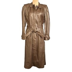 Vintage Brown Leather Trench Coat A & F Originals Vintage Size 10 EUC